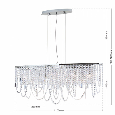 Люстра подвесная Orion LU 2399/6+4 Chrom/oval (110x25cm) фото 7